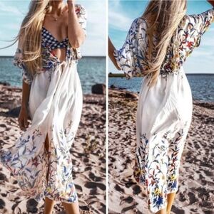 Cupshe Wildflower Midi Swimsuit Cover Up Women’s One Size Fits All Boho Resort
